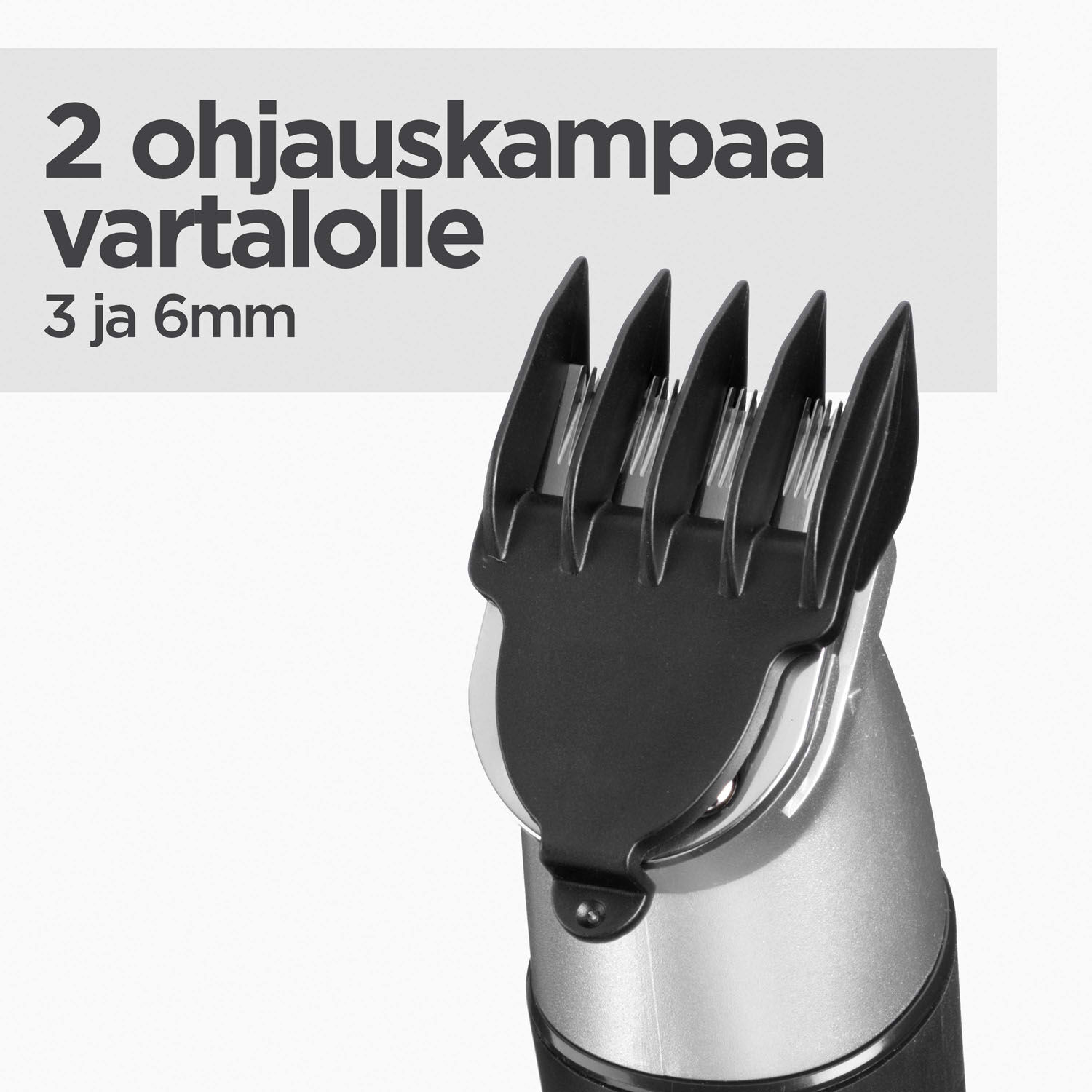 - 2 ohjauskampaa vartalolle (3 ja 6 mm). 